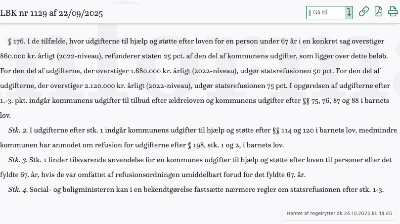 Screenshot af § 176. fra retsinformation.dk