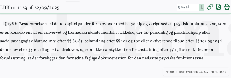 Screenshot af § 136 b. fra retsinformation.dk