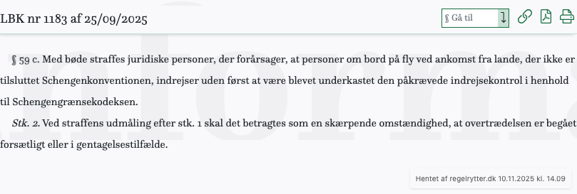 Screenshot af § 59 c. fra retsinformation.dk