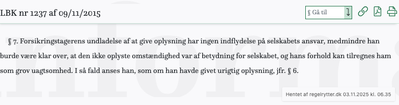 Screenshot af § 7. fra retsinformation.dk