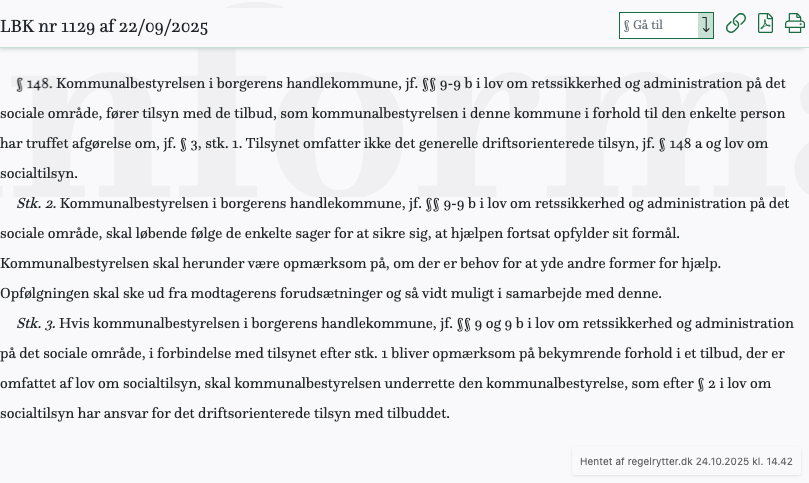 Screenshot af § 148. fra retsinformation.dk