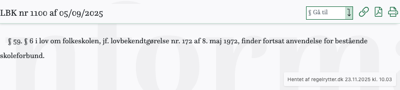 Screenshot af § 59. fra retsinformation.dk