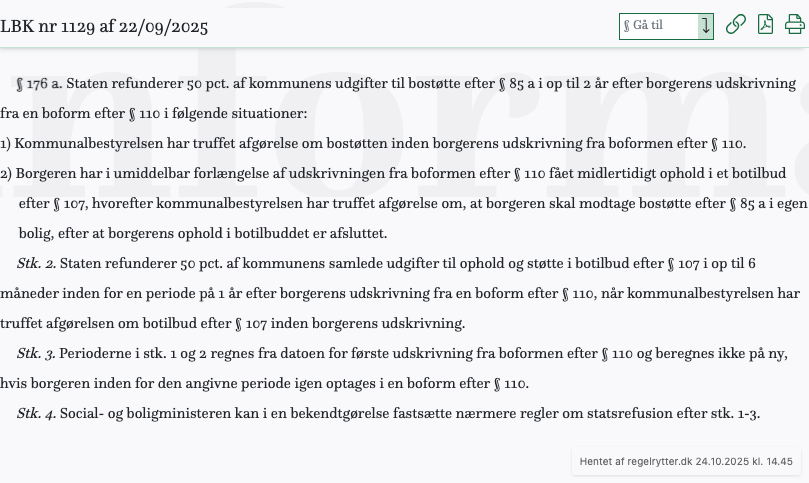 Screenshot af § 176 a. fra retsinformation.dk