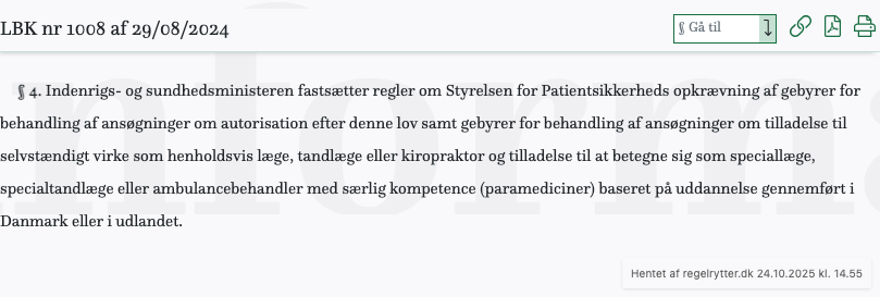 Screenshot af § 4. fra retsinformation.dk
