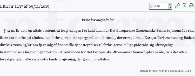 Screenshot af § 34 m. fra retsinformation.dk