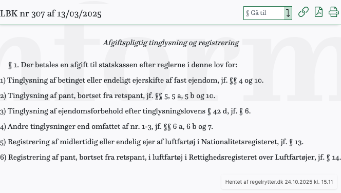 Screenshot af § 1 A. fra retsinformation.dk