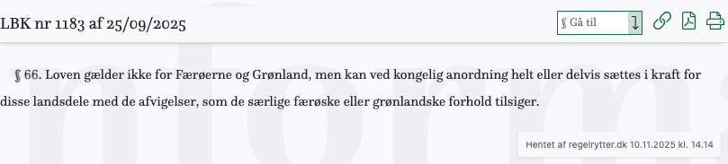 Screenshot af § 66. fra retsinformation.dk
