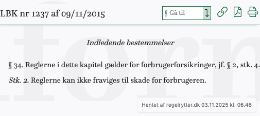 Screenshot af § 34. fra retsinformation.dk