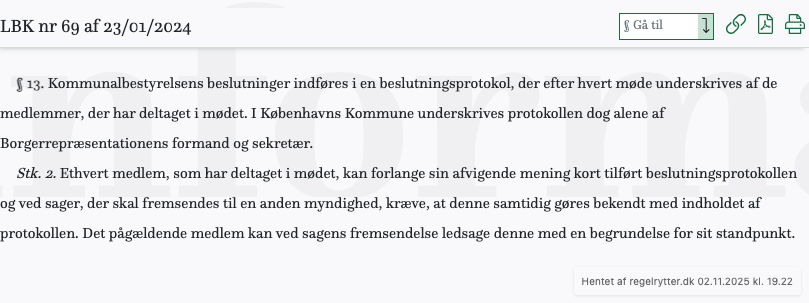 Screenshot af § 13. fra retsinformation.dk