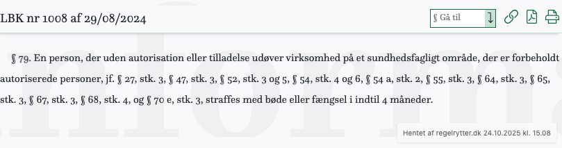 Screenshot af § 79. fra retsinformation.dk