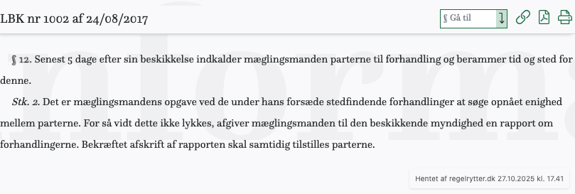 Screenshot af § 12. fra retsinformation.dk