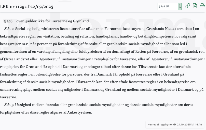 Screenshot af § 196. fra retsinformation.dk
