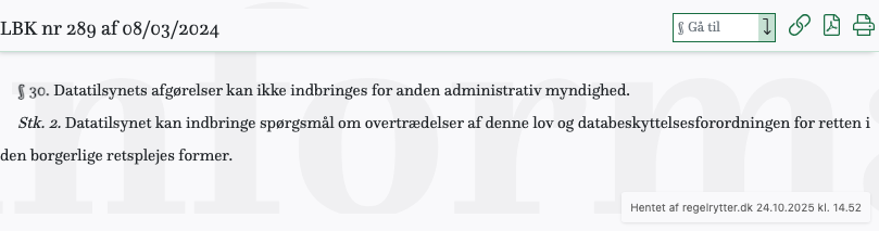 Screenshot af § 30. fra retsinformation.dk