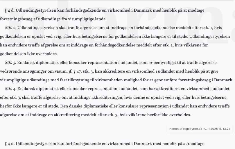 Screenshot af § 4 d. fra retsinformation.dk