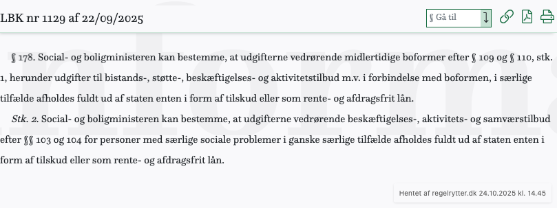 Screenshot af § 178. fra retsinformation.dk