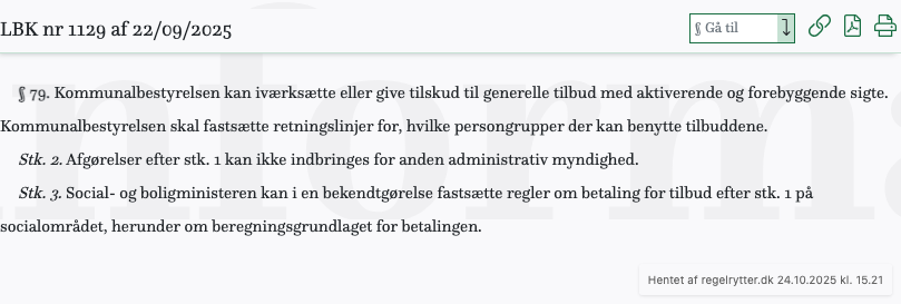 Screenshot af § 79. fra retsinformation.dk