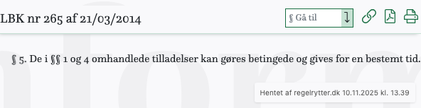 Screenshot af § 5. fra retsinformation.dk