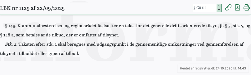 Screenshot af § 149. fra retsinformation.dk