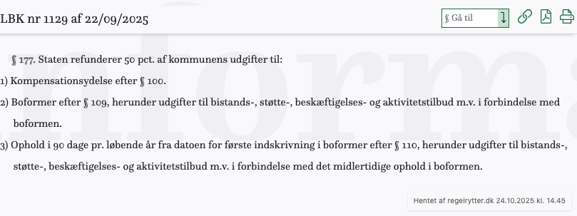 Screenshot af § 177. fra retsinformation.dk
