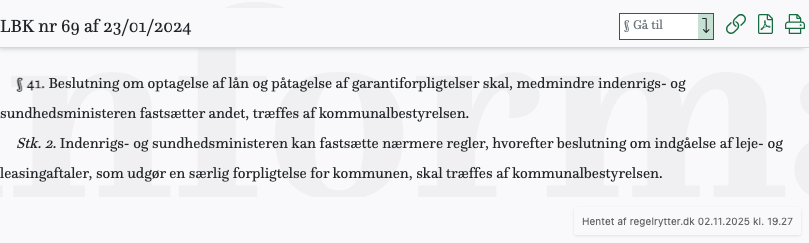 Screenshot af § 41. fra retsinformation.dk