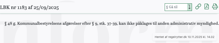 Screenshot af § 48 g. fra retsinformation.dk