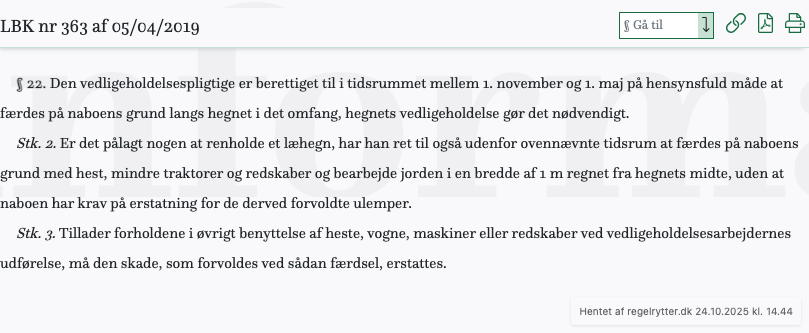 Screenshot af § 22. fra retsinformation.dk