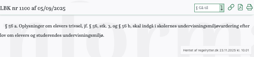 Screenshot af § 56 a. fra retsinformation.dk