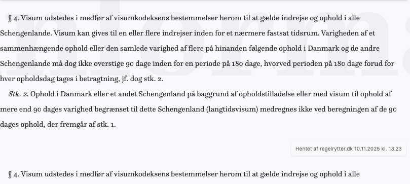 Screenshot af § 4. fra retsinformation.dk