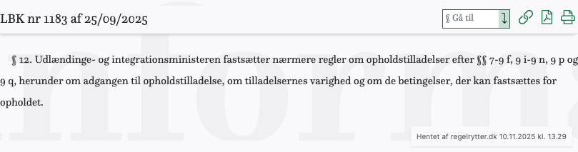 Screenshot af § 12. fra retsinformation.dk