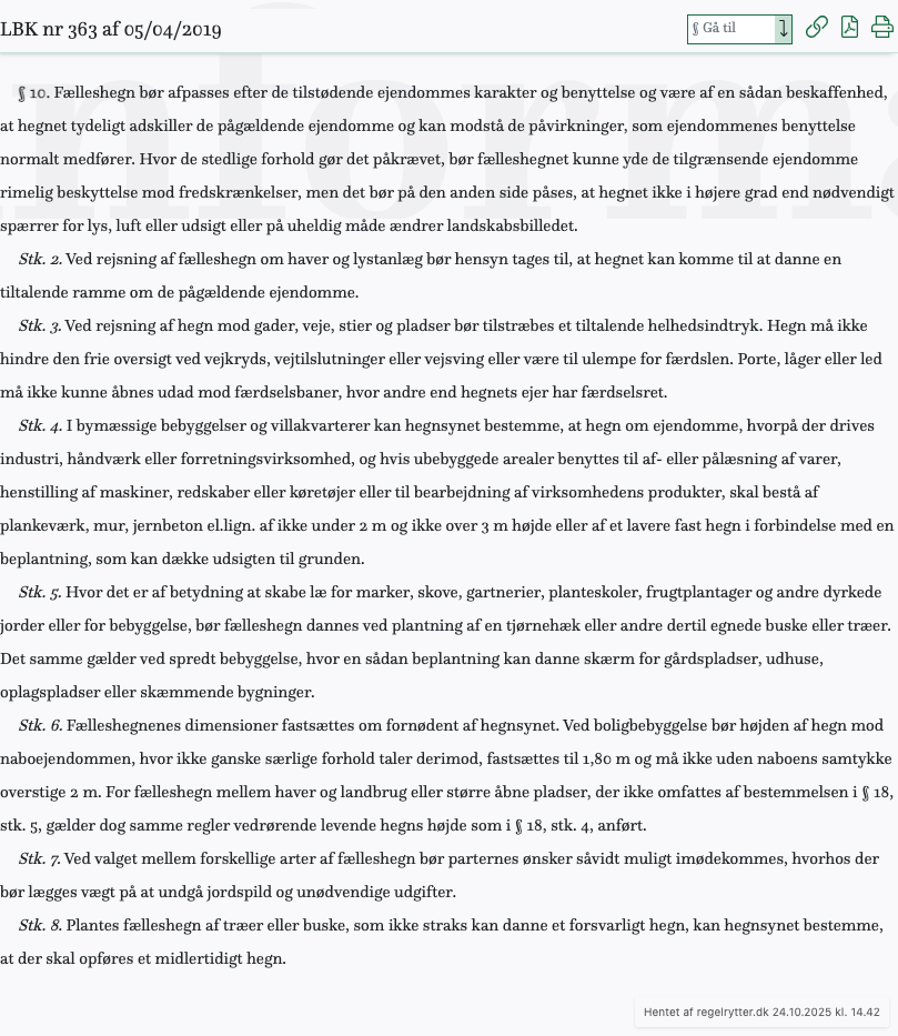 Screenshot af § 10. fra retsinformation.dk