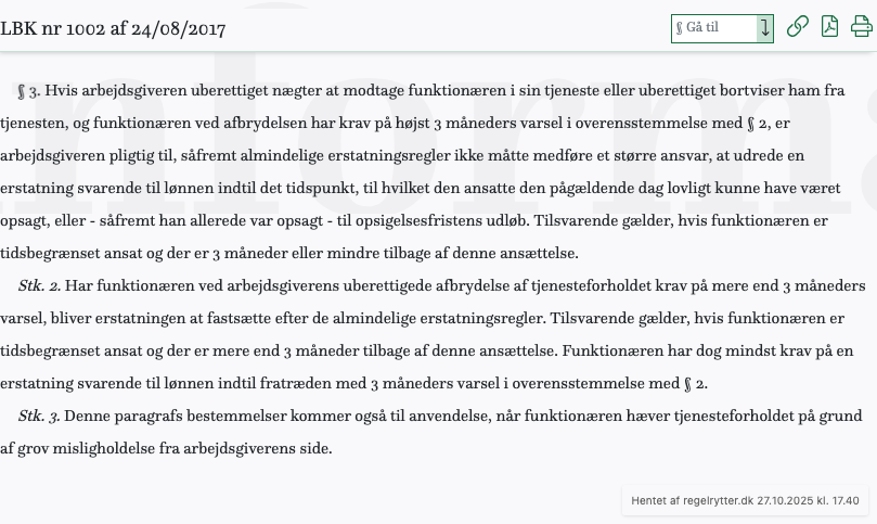 Screenshot af § 3. fra retsinformation.dk