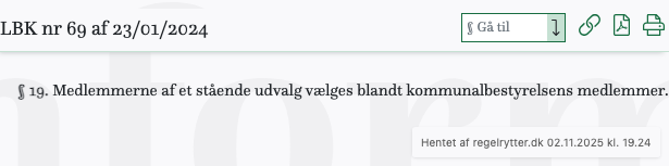 Screenshot af § 19. fra retsinformation.dk
