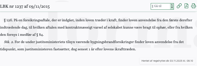 Screenshot af § 126. fra retsinformation.dk