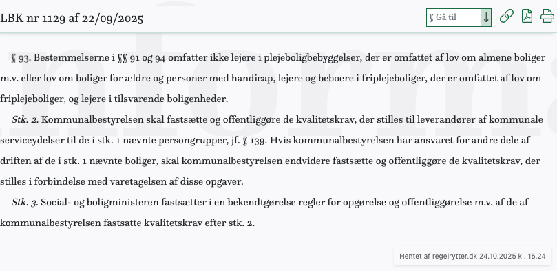 Screenshot af § 93. fra retsinformation.dk