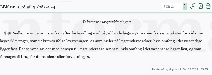 Screenshot af § 46. fra retsinformation.dk