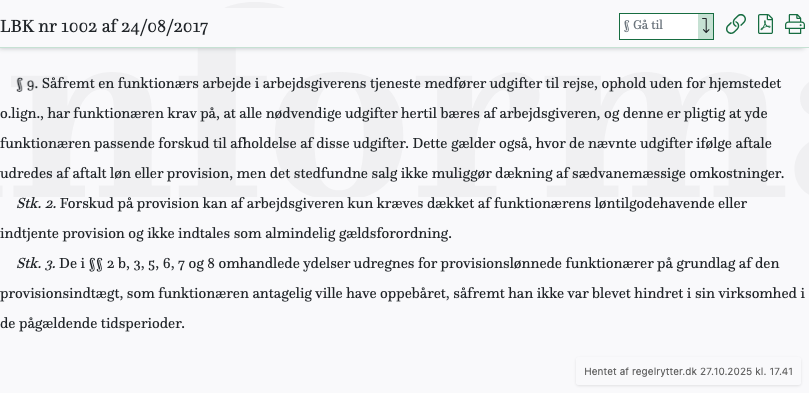 Screenshot af § 9. fra retsinformation.dk