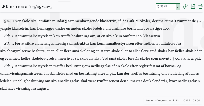 Screenshot af § 24. fra retsinformation.dk