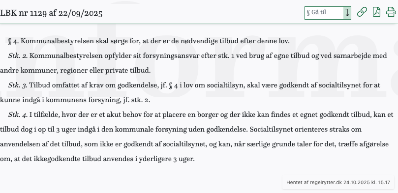 Screenshot af § 4. fra retsinformation.dk