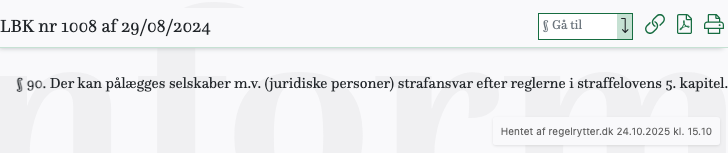 Screenshot af § 90. fra retsinformation.dk