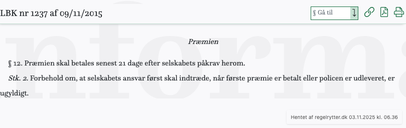 Screenshot af § 12. fra retsinformation.dk
