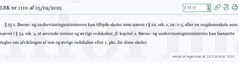 Screenshot af § 55 c. fra retsinformation.dk