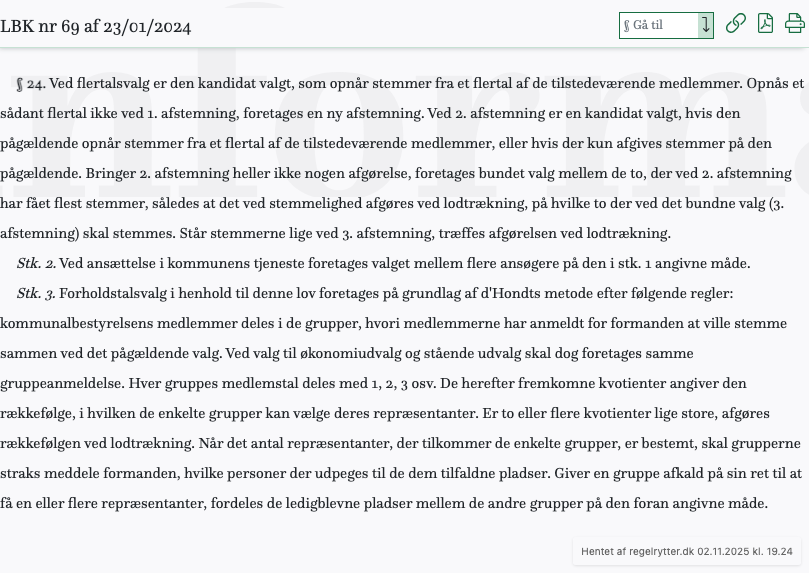 Screenshot af § 24. fra retsinformation.dk