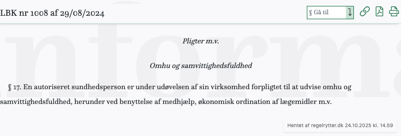 Screenshot af § 17. fra retsinformation.dk
