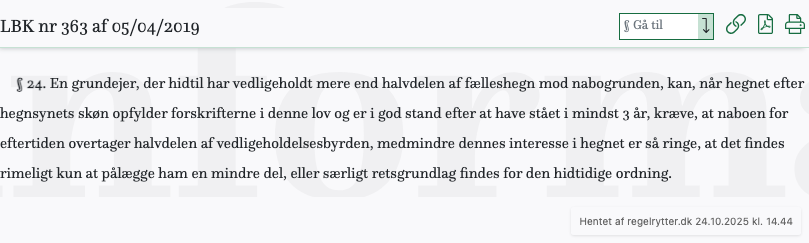 Screenshot af § 24. fra retsinformation.dk