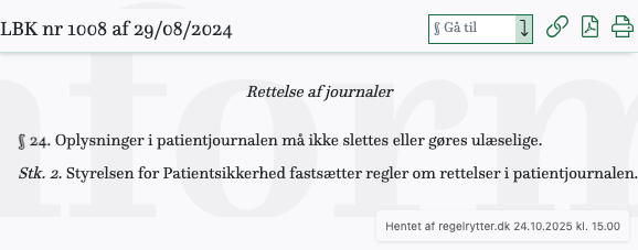 Screenshot af § 24. fra retsinformation.dk