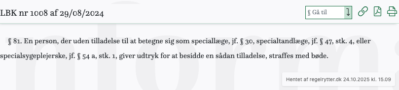 Screenshot af § 81. fra retsinformation.dk