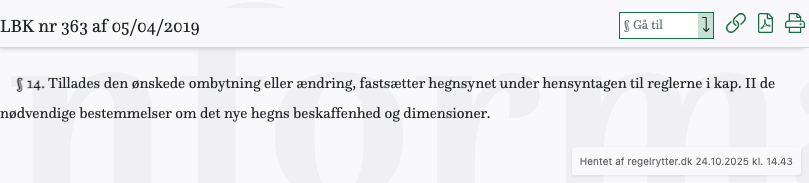 Screenshot af § 14. fra retsinformation.dk