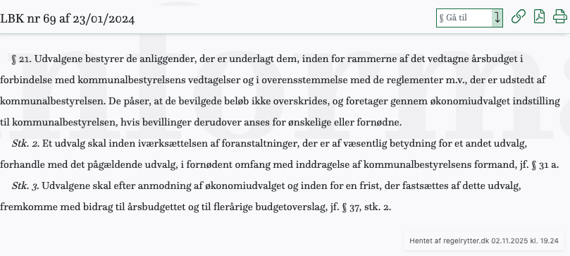 Screenshot af § 21. fra retsinformation.dk