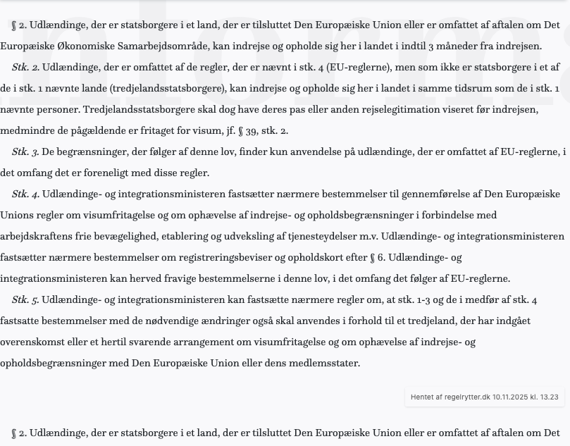 Screenshot af § 2. fra retsinformation.dk