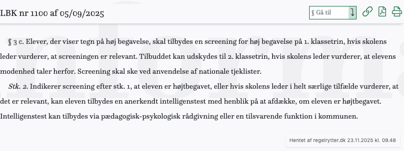 Screenshot af § 3 c. fra retsinformation.dk